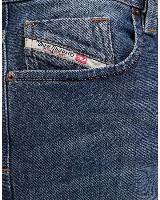 DIESEL Blue Five Pocket Design Straight Leg Jeans for men