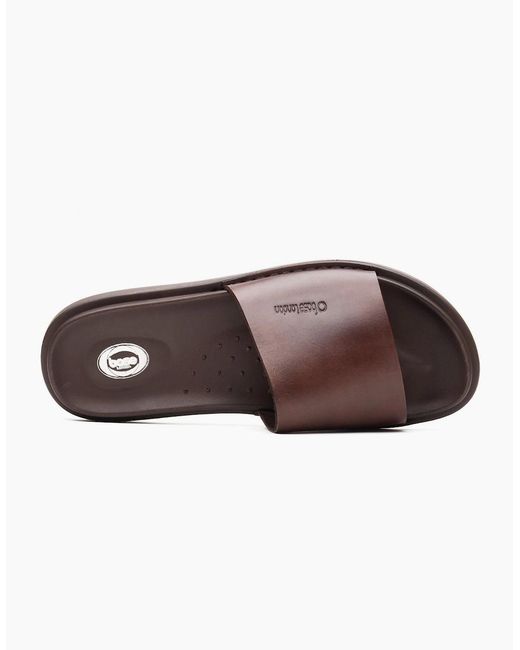 Base London Brown London Albany Leather Slides for men