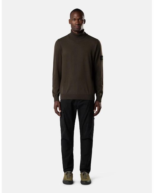 Stone Island Brown Wool 5100025 T Neck Sweater for men