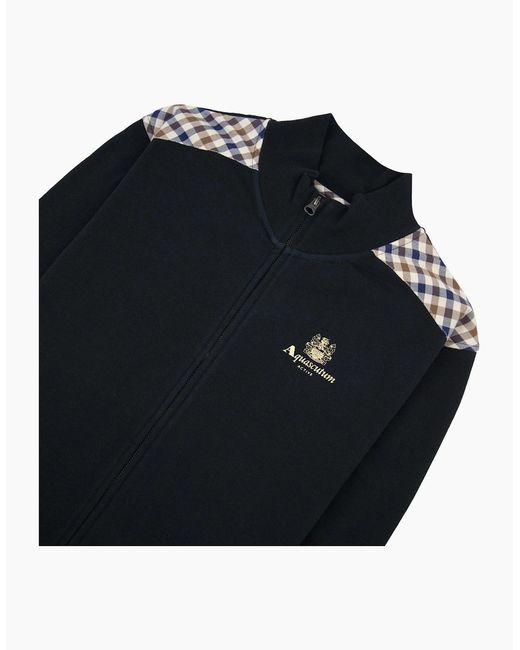 Aquascutum Black Cc Shoulder Fz Fleece Funnel Neck 16 for men