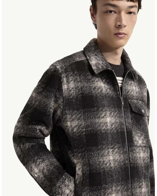 Moncler Black Checkered Zip Overshirt for men