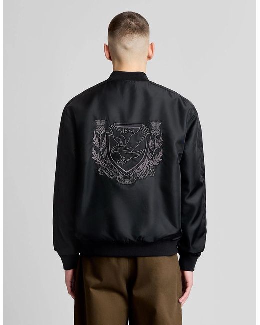 Lyle & Scott Gray Embroidered Crest Varsity Jacket for men