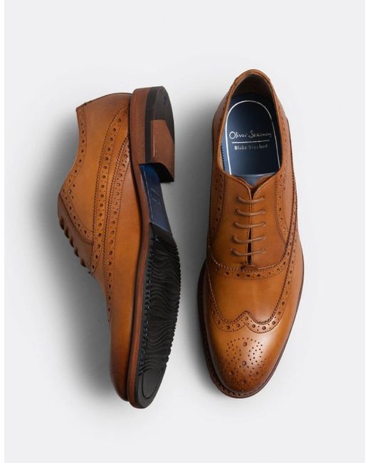 Oliver Sweeney Brown Ledwell Wing Tip Oxford Brogues for men