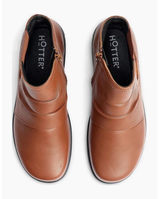 Hotter Brown Astley Wide Fit Ankle Boots
