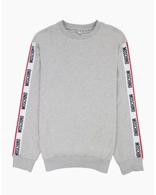 Moschino Gray Underwear Tape Logo Crew Neck Sweatshirt 0489 for men