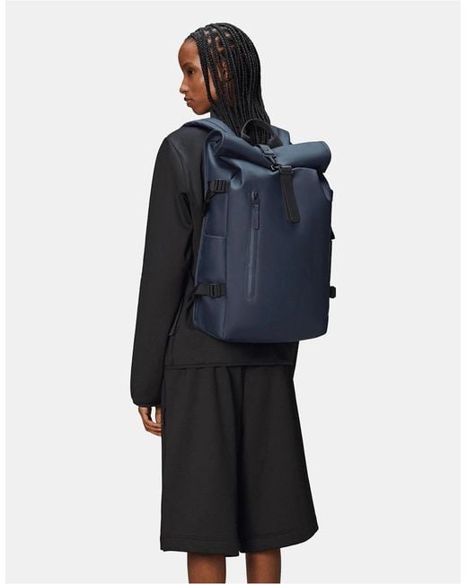 Rains Blue Rolltop Rucksack Large