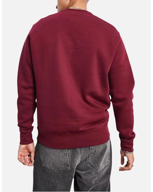 Nike Red Dq4912 Sweatshirt Sportswear Club Fleece Crew Neck Pullover Jumper New for men