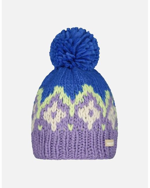 Barts Blue Curley Retro Wool Knitted Bobble Hat
