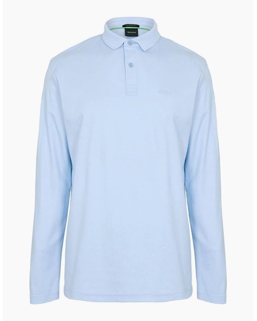 Boss Blue Pirol Long Sleeve Polo Shirt, Timeless Design for men