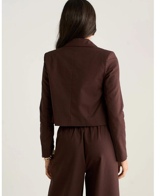 Gini London Brown Double Breasted Cotton And Linen Blend Jacket