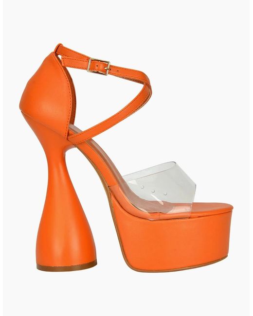 XY London Orange Ladies Sonia Cylindrical Strappy High Heels