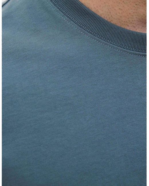 Jack & Jones Blue Embroidered Crew Neck Short Sleeve Jersey T-Shirt for men