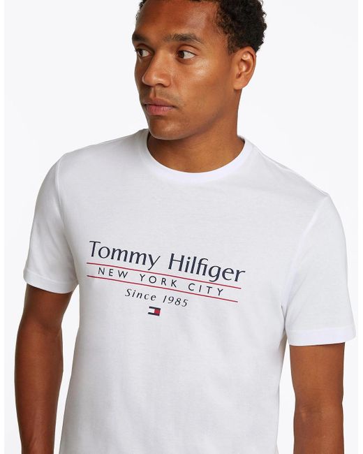 Tommy Hilfiger White Center Stack T Shirt for men