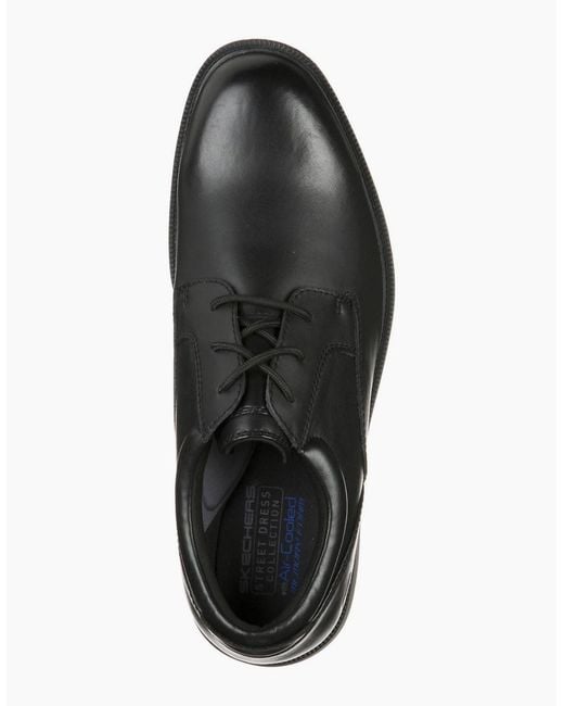 Skechers Black Dreston Rasmiss Leather Standard Lace-Up Shoes for men