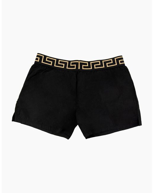 Versace Black Medusa Waistband Swim Shorts for men