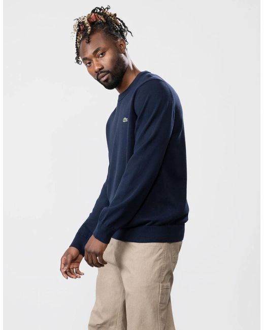 Lacoste Blue Organic Cotton Crew Neck Sweater for men