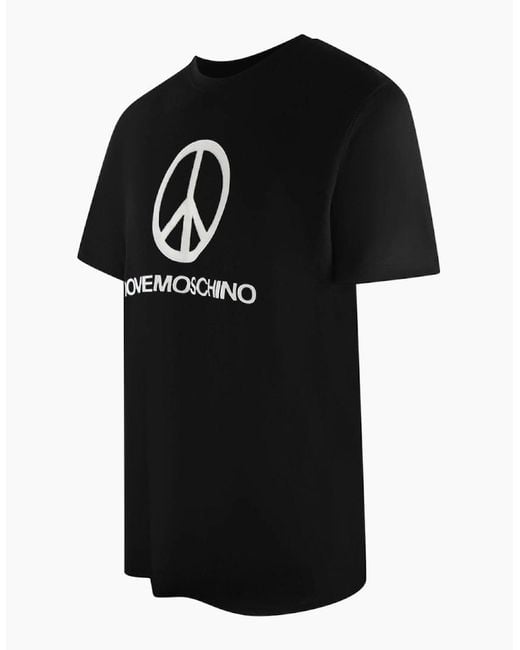 Love Moschino Black Peace Logo T-Shirt for men