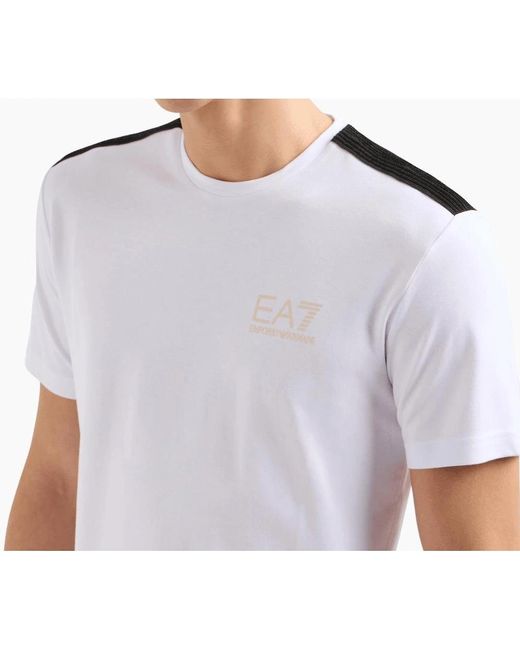 EA7 White Series Taped Shoulder T-Shirt for men