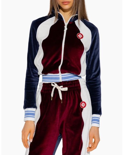 Casablanca Blue Panelled Track Top Burgundy Jacket for men