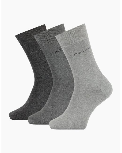 Calvin Klein Gray 3-Pack Premium Combed Cotton Socks, Combo for men