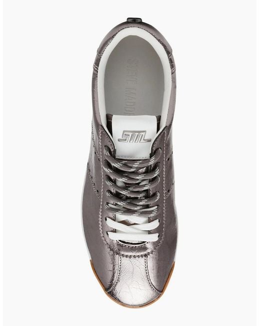 Steve Madden Gray Mirage Low Top Metallic Lace-Up Sneakers
