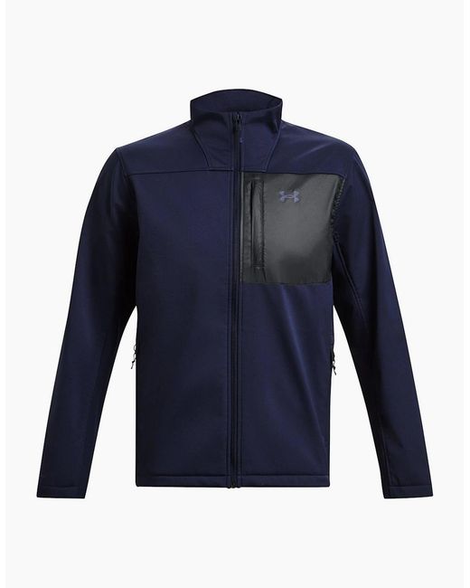 Under Armour Blue Solid Patterned Training Jacket With Woven Cuff And Printed Logo for men