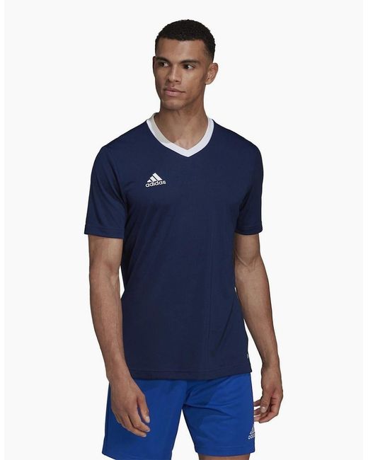 Adidas Blue Entrada 22 Short Sleeve Jersey Top for men