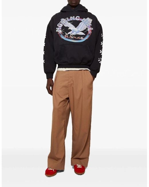 Rhude Blue Relaxed-Fit Graphic Hooded Sweatshirt for men