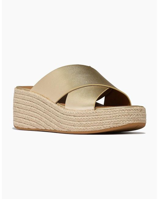Fitflop Natural Platfforms Leather Platino Sandals