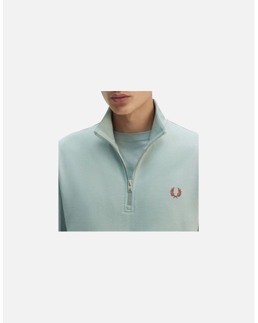 Fred Perry Blue Half Zip Sweatshirt for men