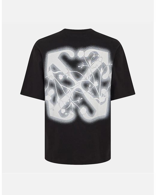 Off-White c/o Virgil Abloh Black Flower Crew Neck Short Sleeve T-Shirt for men
