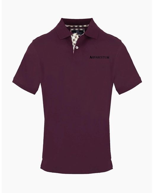 Aquascutum Purple Collared Neck Short Sleeve Polo Shirt for men