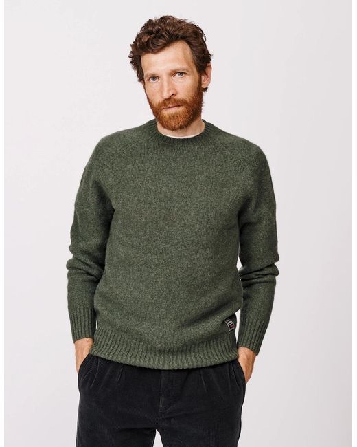 aubi Green Prestwick Shetland Crew for men