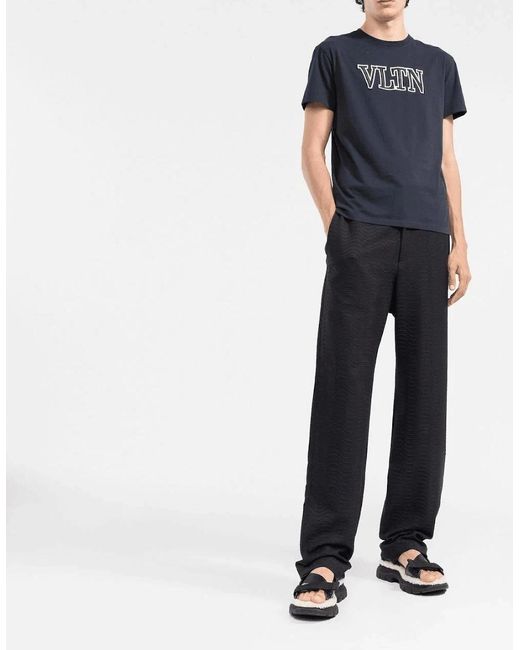 Valentino Blue Vltn Embroidery T-Shirt for men