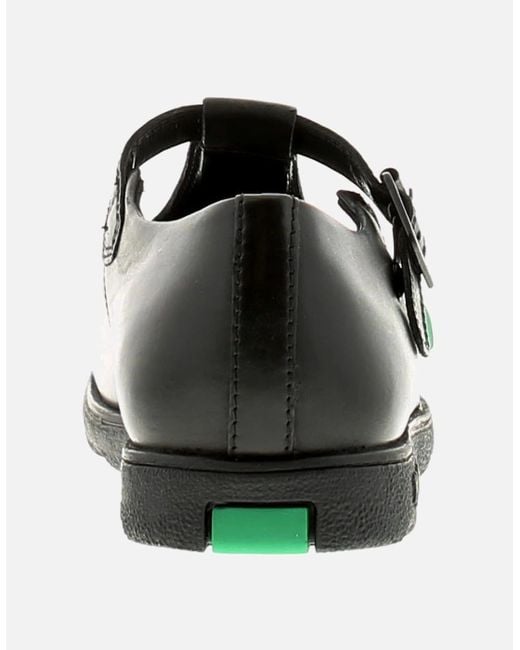 Kickers Black Shoes Work School Fragma T Buckle Leather Uk Size
