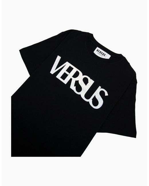Versus  Black Versace Versus Logo Printed T Shirt for men