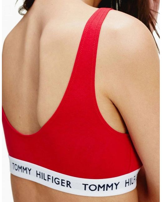 Tommy Hilfiger Red Organic Cotton Logo Bralette, Tango
