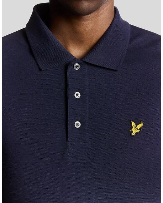Lyle & Scott Blue Long Sleeve Cotton Polo Shirt for men