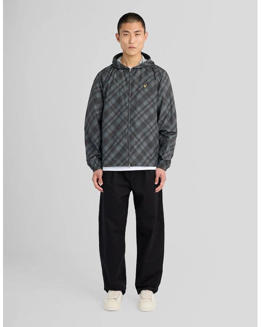 Lyle & Scott Gray Tartan Lightweight Hooded Jacket for men