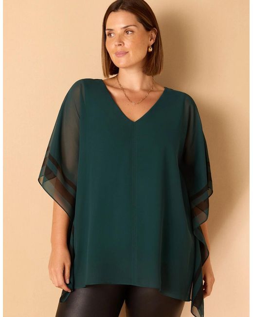 Live Unlimited London Green Contrast Side Stripe Overlay Top