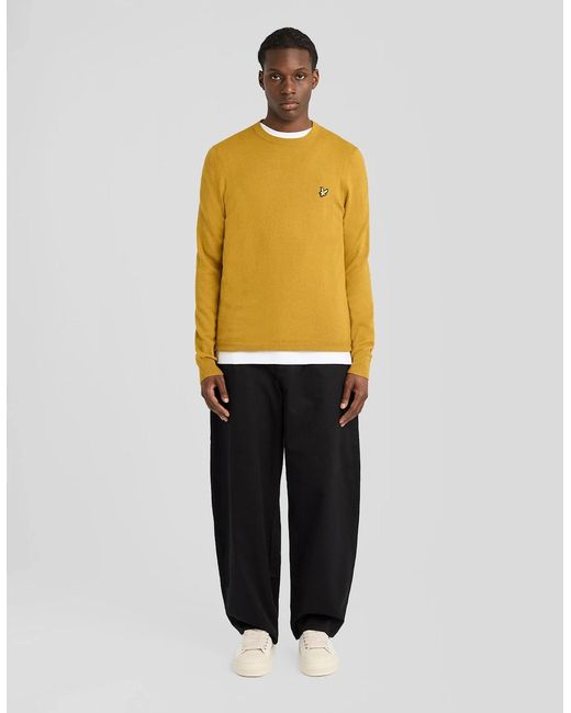 Lyle & Scott Yellow Cotton Merino Crew Neck Jumper for men