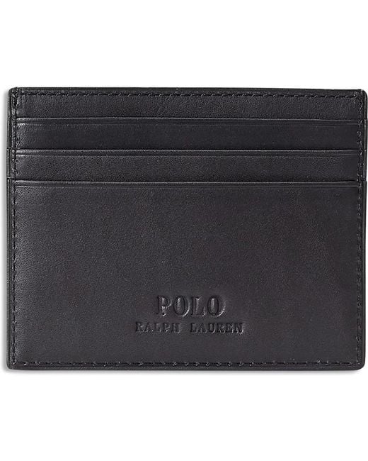 Ralph Lauren Black Polo Pony Leather Card Case for men