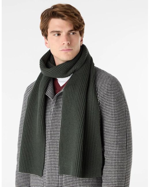 Oliver Sweeney Black Wool Blend Ribbed Scarf for men