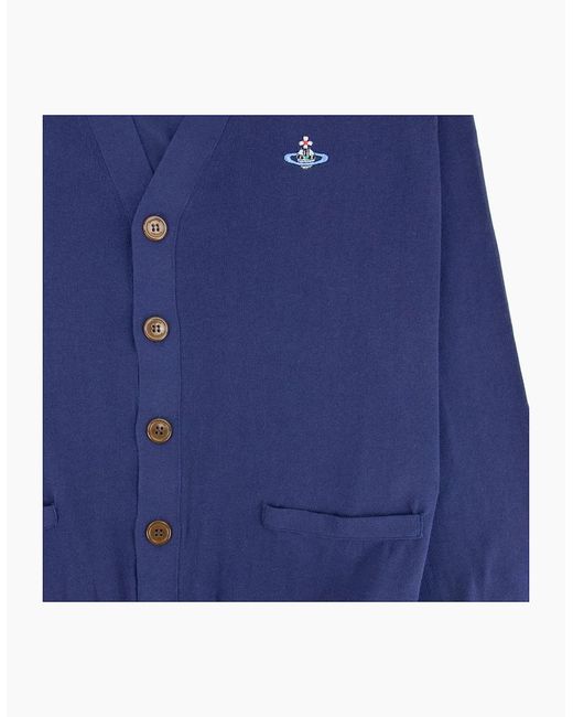 Vivienne Westwood Blue Orb Logo Knitted Cardigan Royal for men
