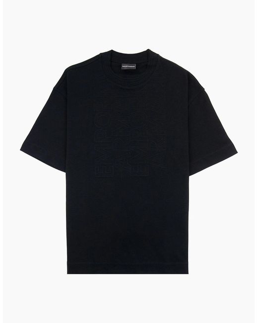 Emporio Armani Black Embossed Vertical Logo T Shirt for men
