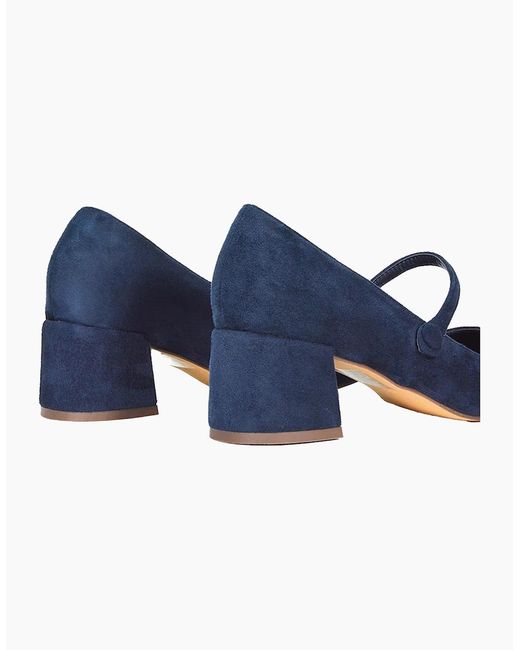 XY London Blue Ladies Leneka Low Block Heel Court Shoes