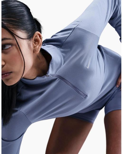 Nike Blue Swift 1 4 Zip Running Top