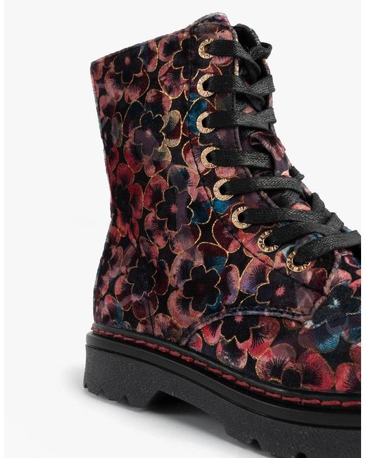 Heavenly Feet Multicolor Justina2 Viola Velour Ankle Boots Rose
