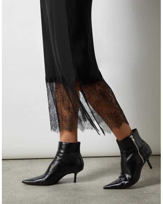 Ro&zo Black Crepe Lace Trim Skirt