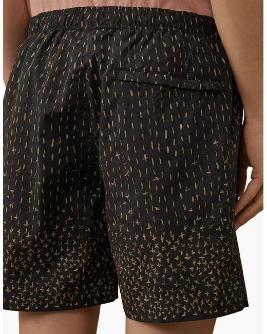 C P Company Black Flatt Nylon Sashiko Print Swim Shorts for men